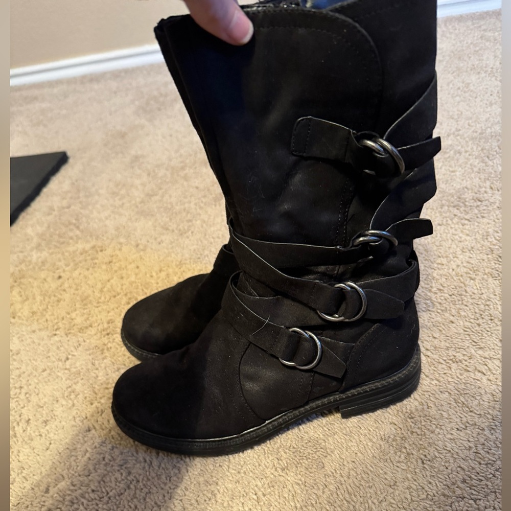 Report Black Buckle Strap Women's Boots